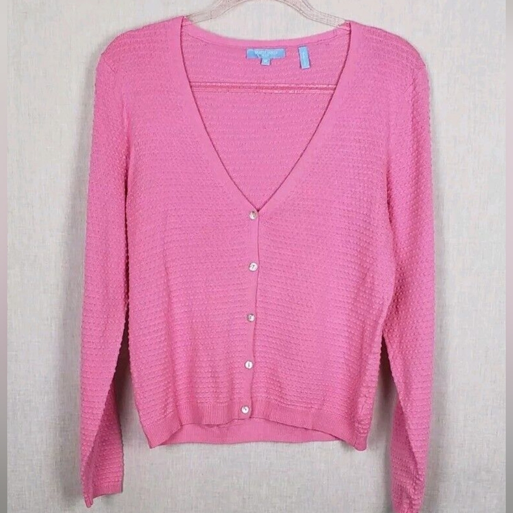 Draper James RSVP Pink Textured Button Front Cardigan